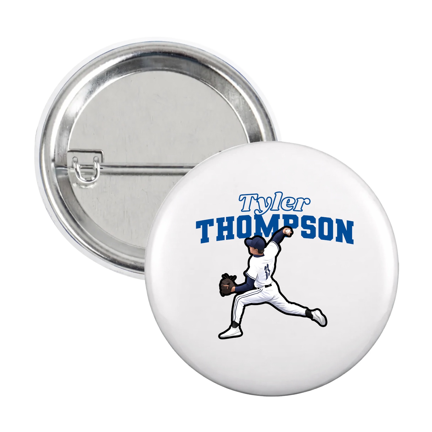 Game Day Button — Name Arch in White