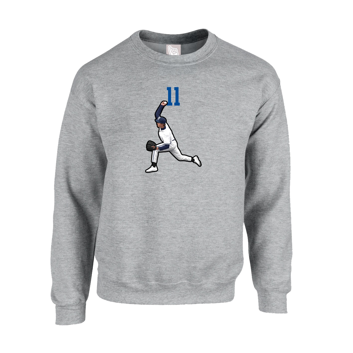 Fleece Crew — Number Top in Grey