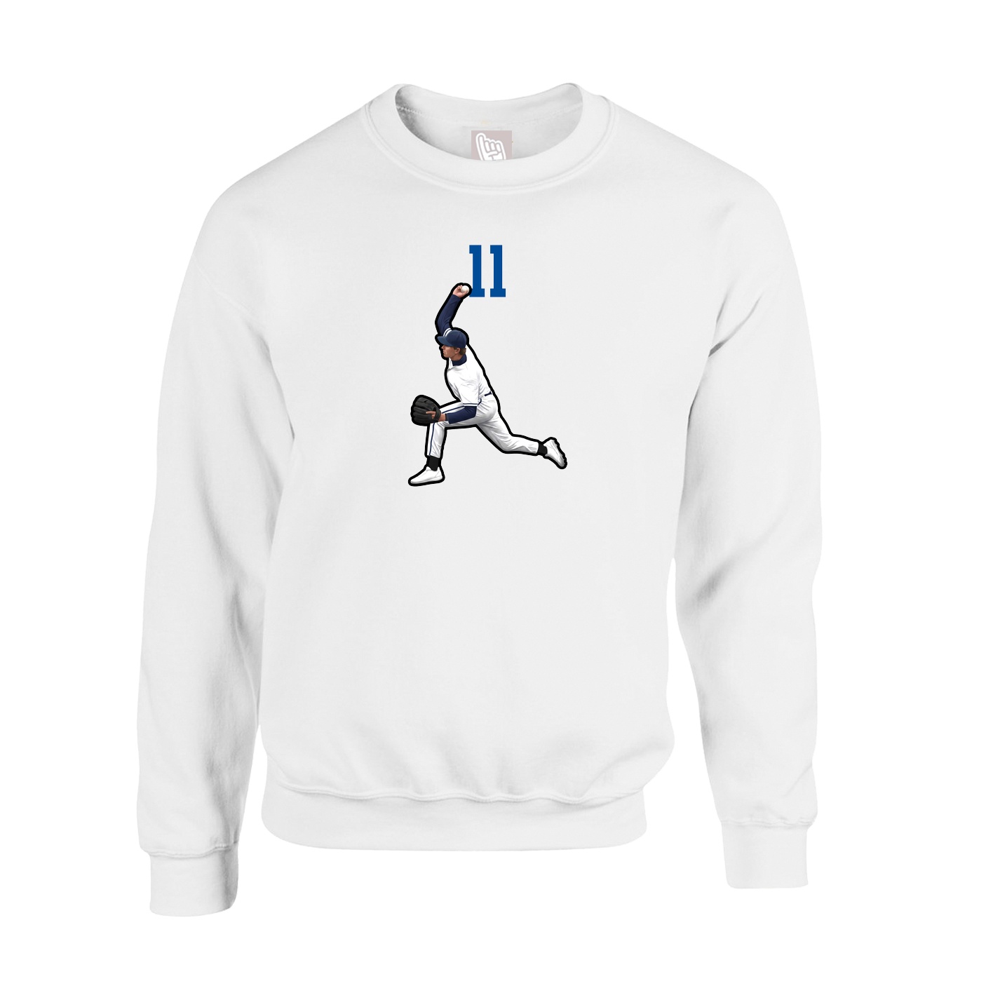 Fleece Crew — Number Top in White