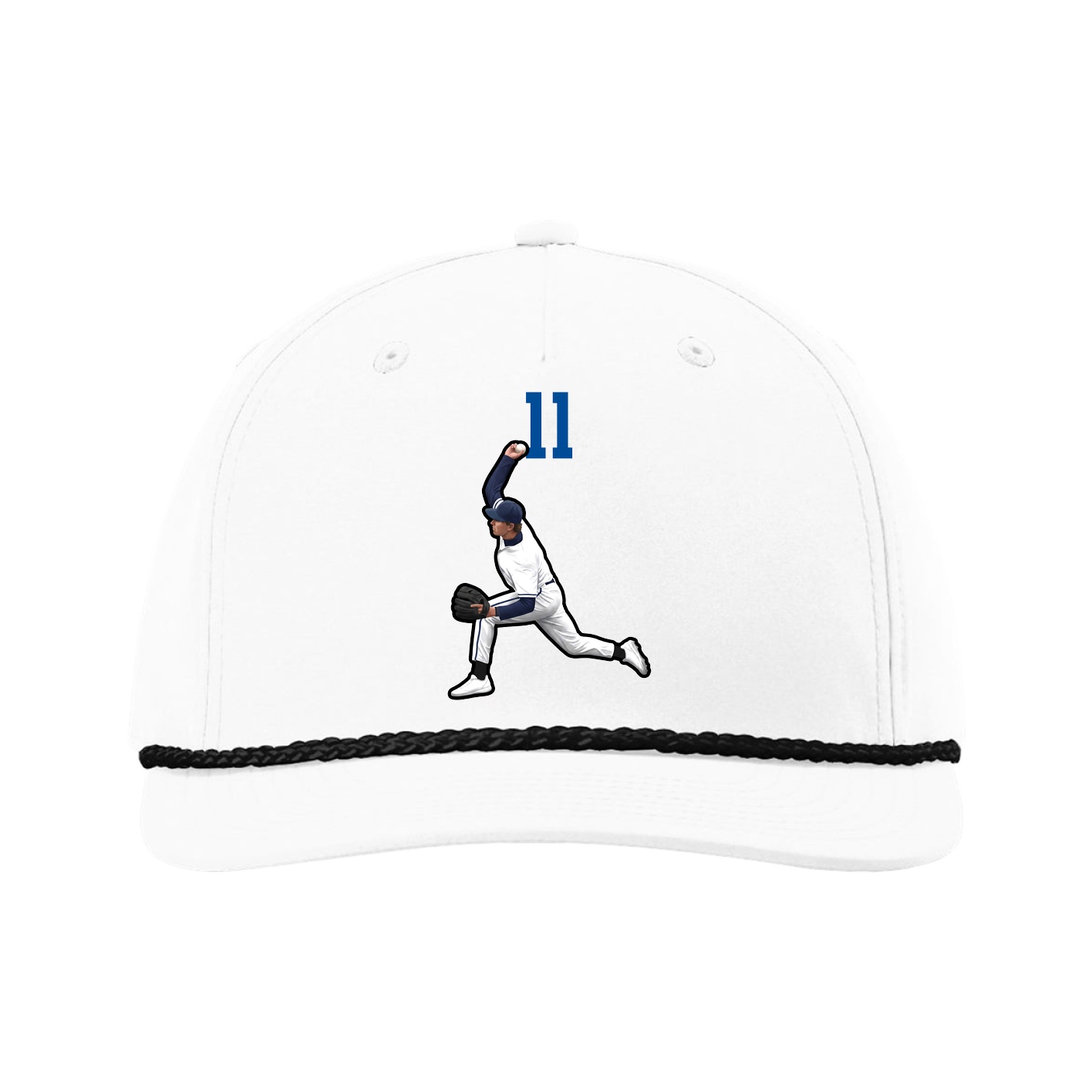 Five-Panel Classic Rope Cap — Number Top in White