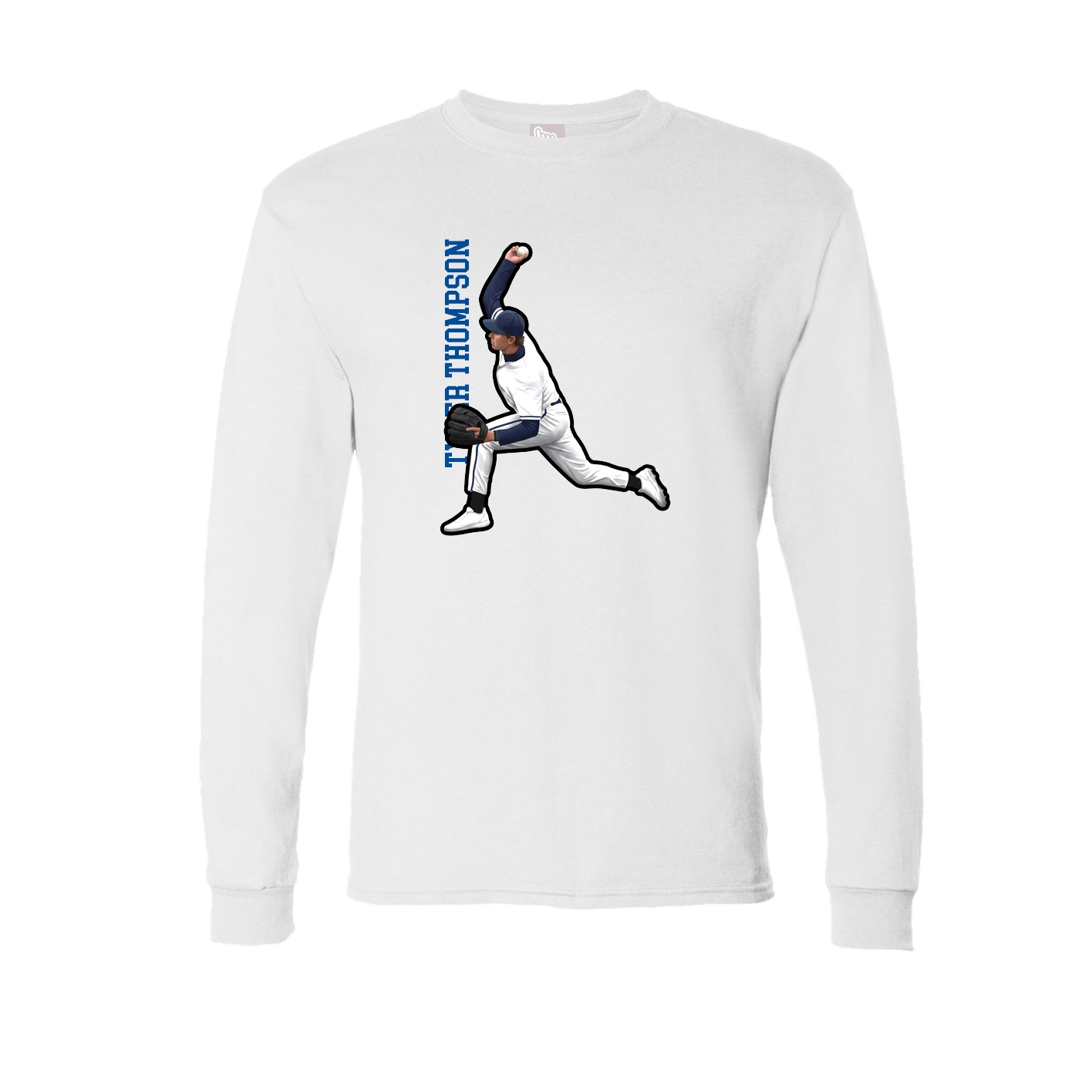 Long Sleeve Tee — Name Vertical in White