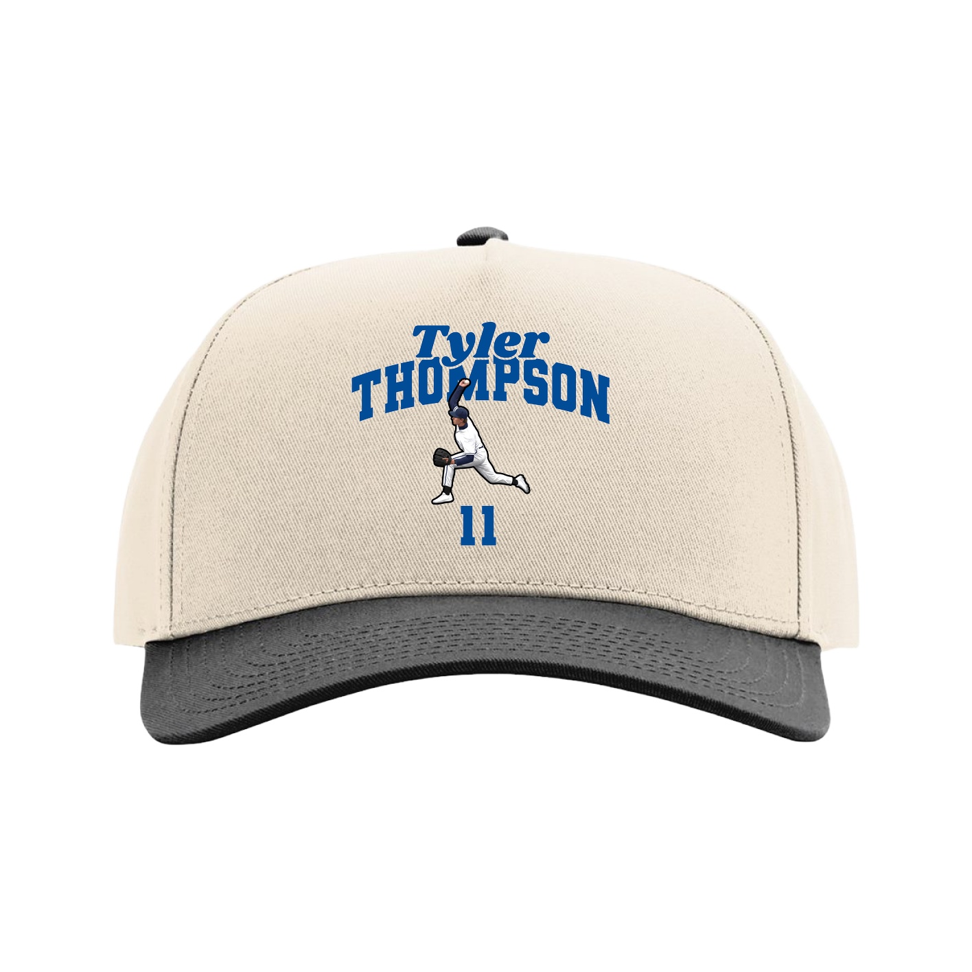 Full Fabric Five-Panel Champ Cap — Signature Arch in Cream/Black