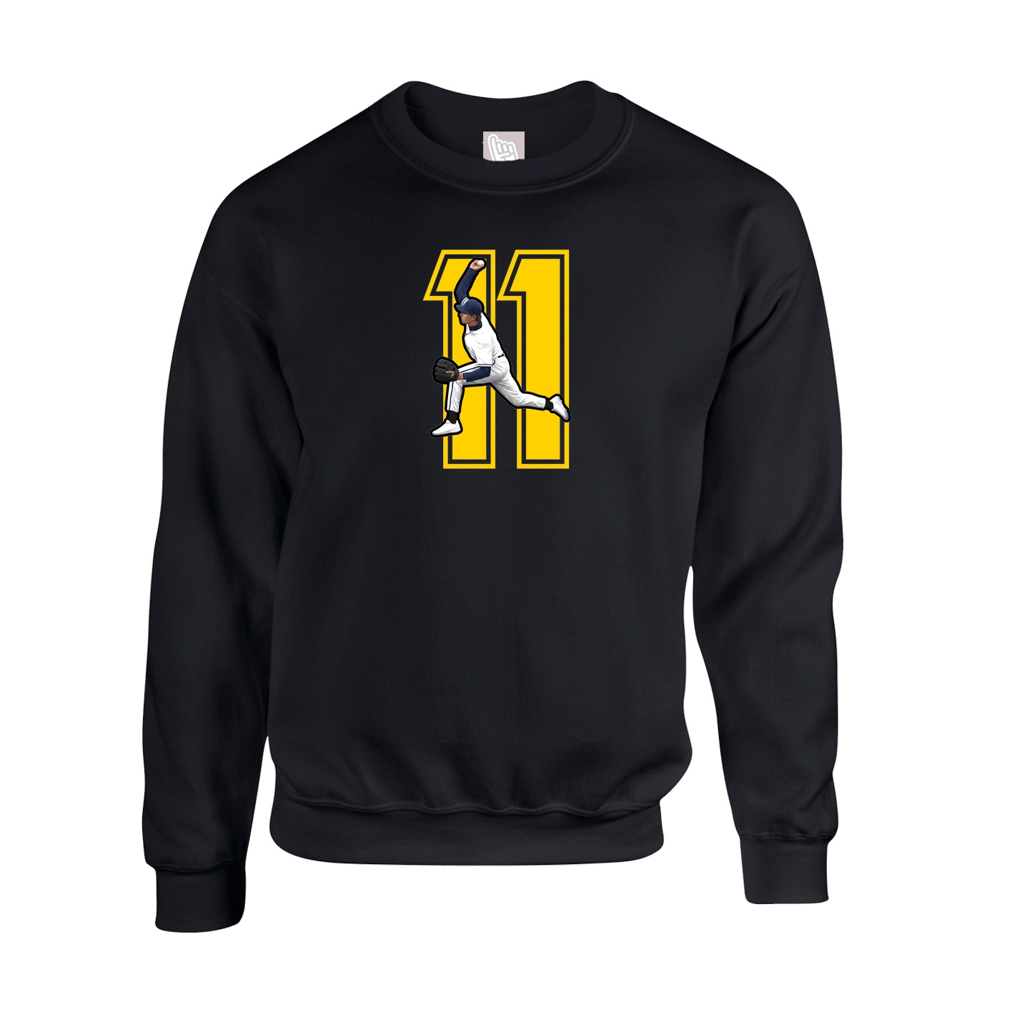 Fleece Crew — Number in Black