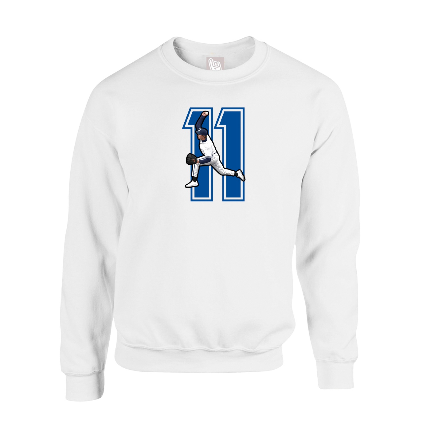 Fleece Crew — Number in White