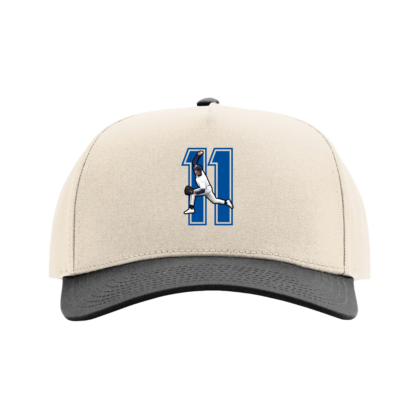 Full Fabric Five-Panel Champ Cap — Number in Cream/Black