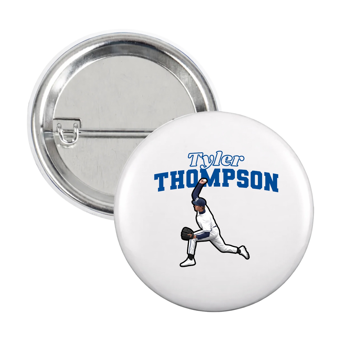 Game Day Button — Name Arch in White