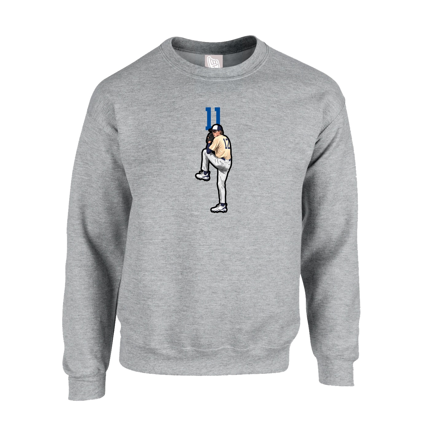Fleece Crew — Number Top in Grey