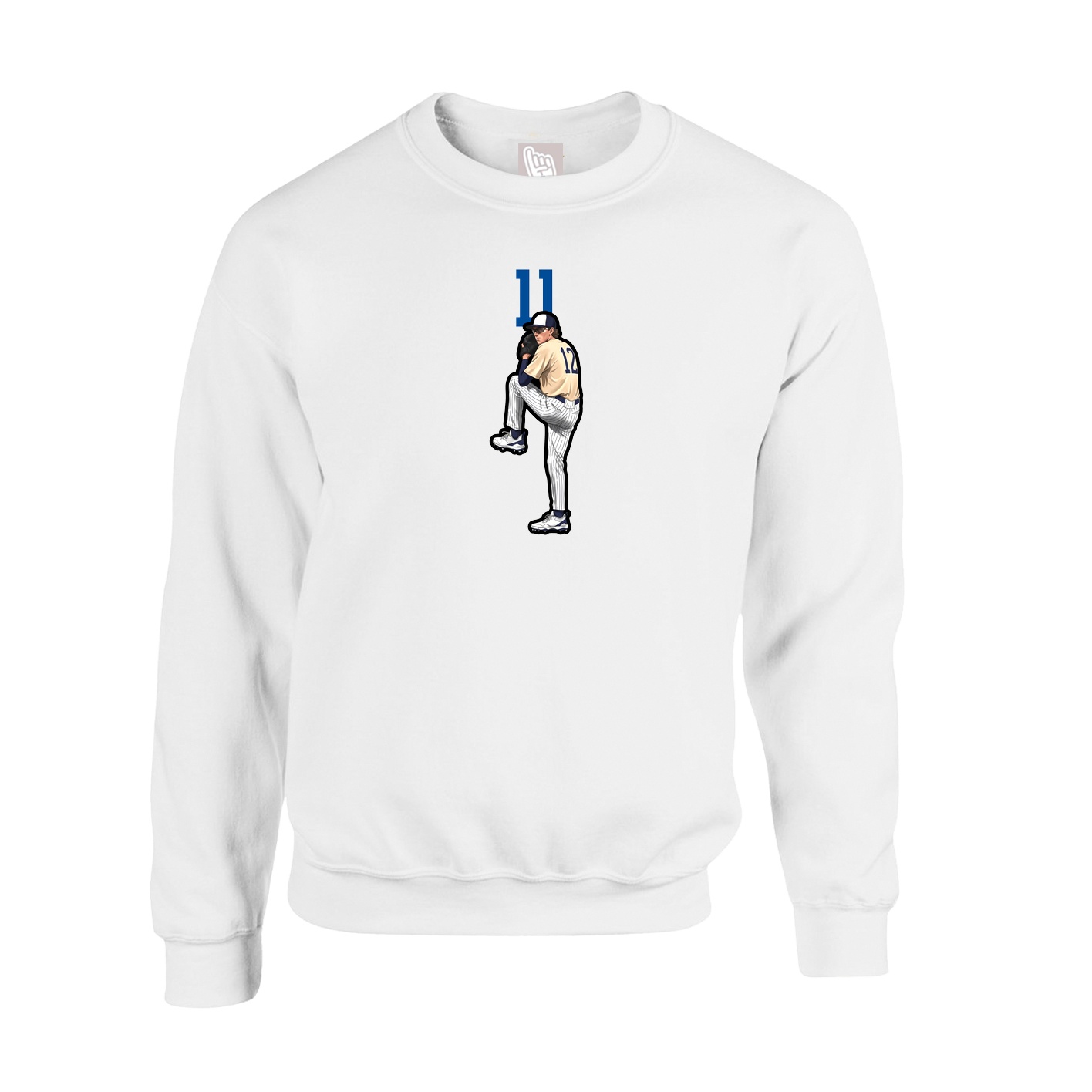 Fleece Crew — Number Top in White