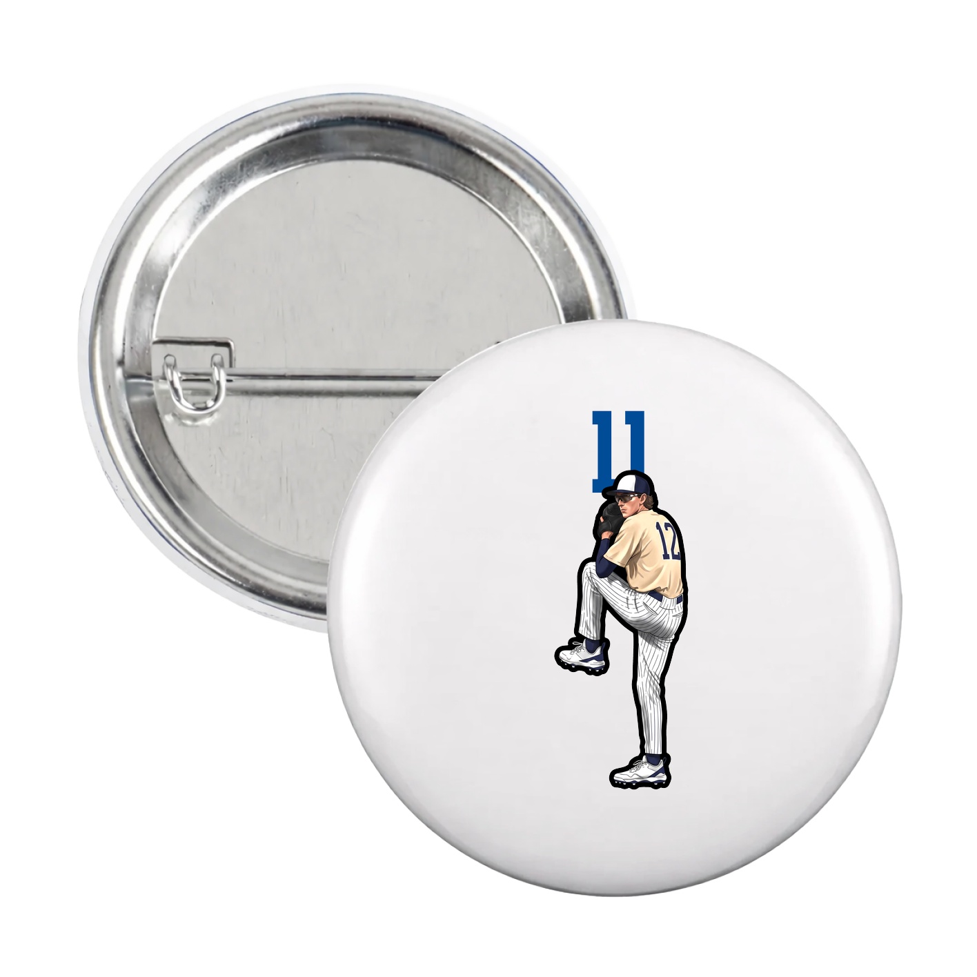 Game Day Button — Number Top in White
