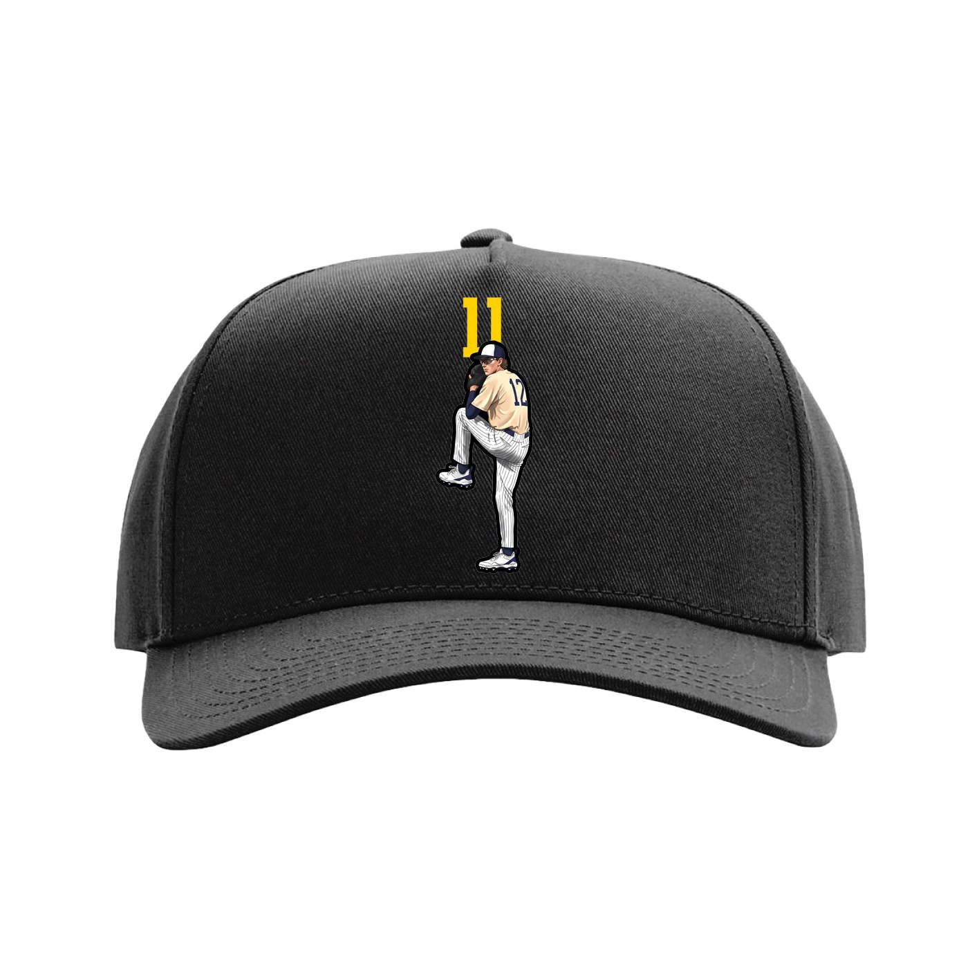 Full Fabric Five-Panel Champ Cap — Number Top in Black
