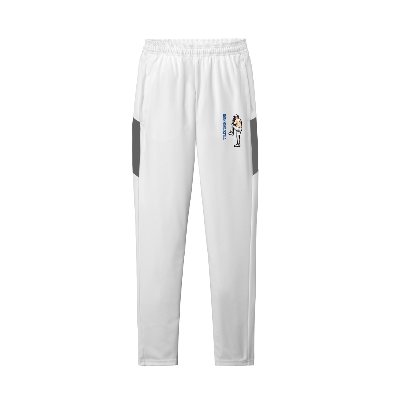 Team Travel Pant — Name Vertical in White/Grey