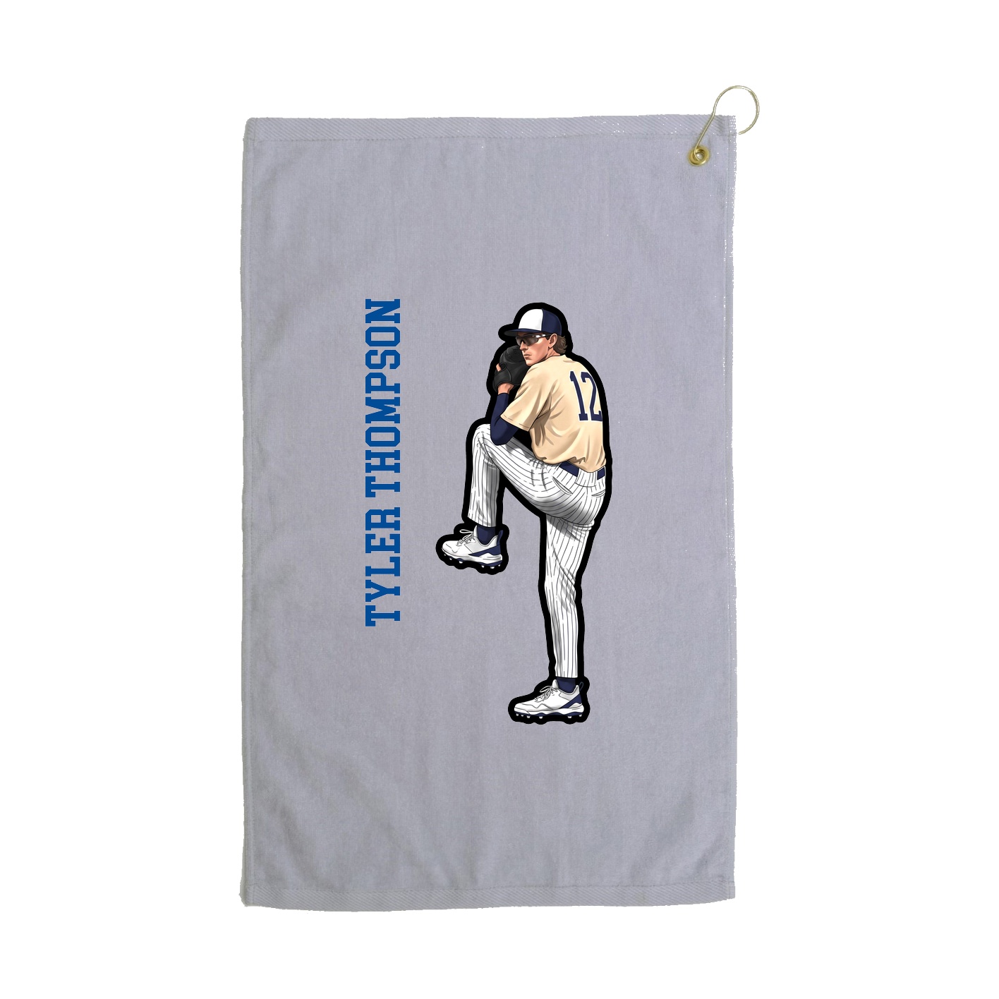 Golf Towel — Name Vertical in Grey