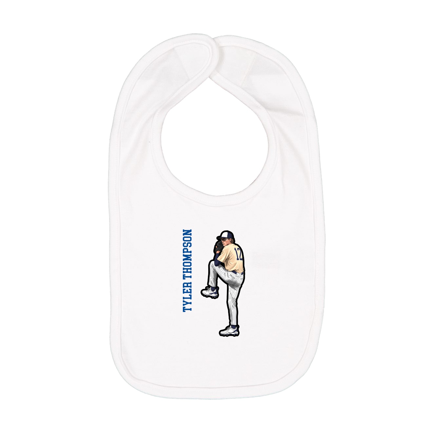 Infant Bib — Name Vertical in White