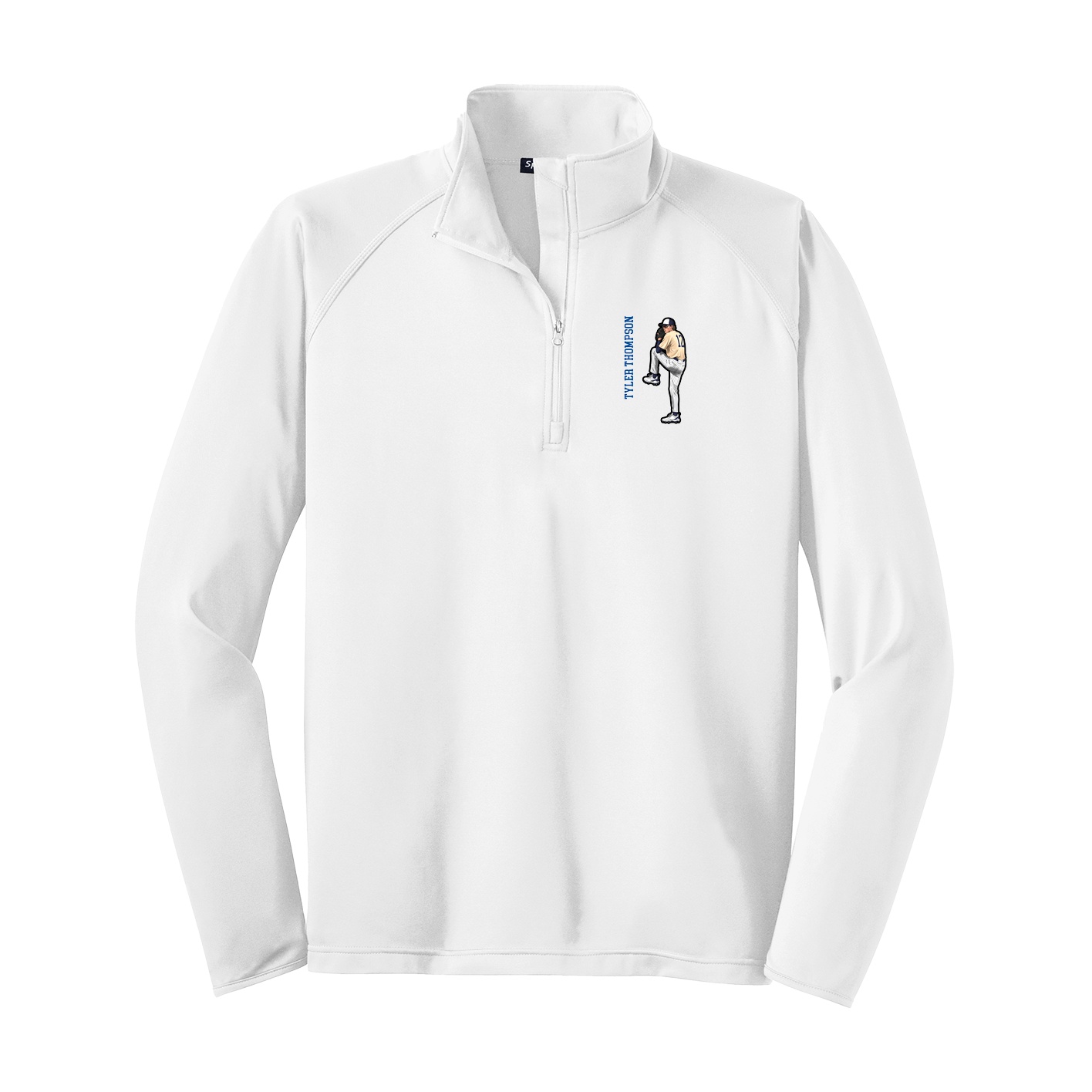 Q-Zip Pullover — Name Vertical in White
