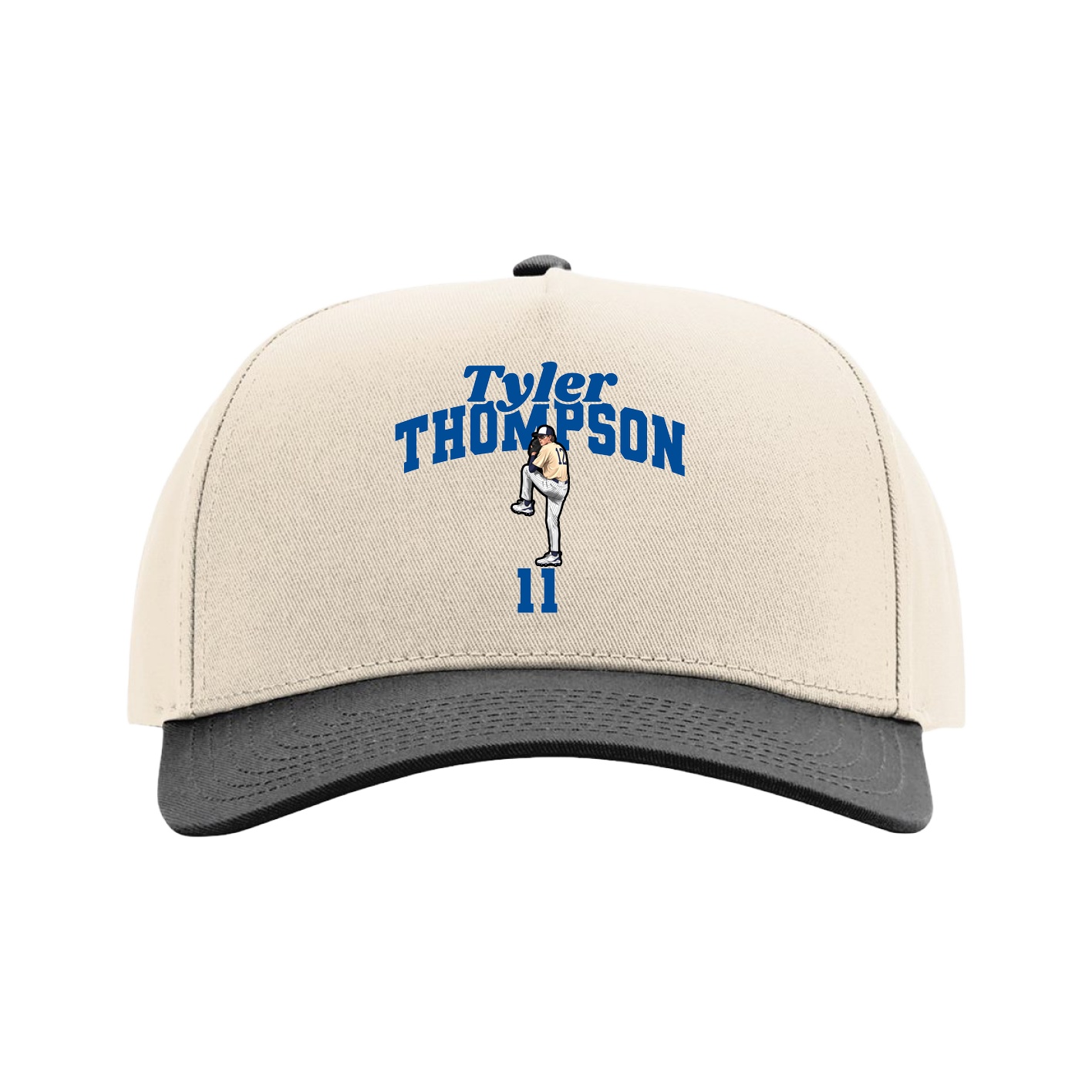 Full Fabric Five-Panel Champ Cap — Signature Arch in Cream/Black