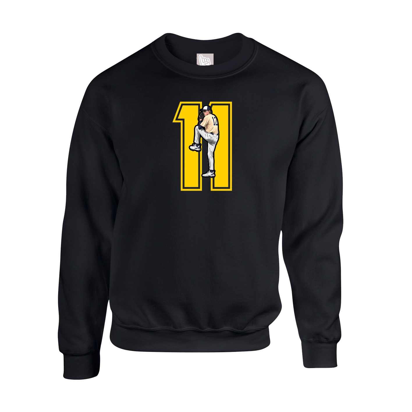 Fleece Crew — Number in Black