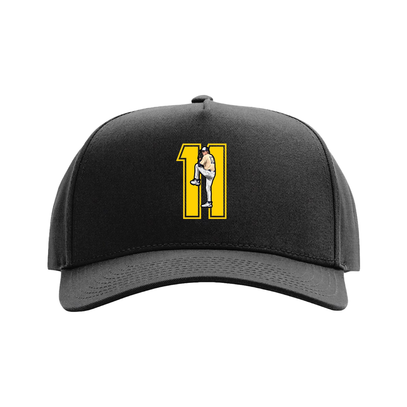Full Fabric Five-Panel Champ Cap — Number in Black