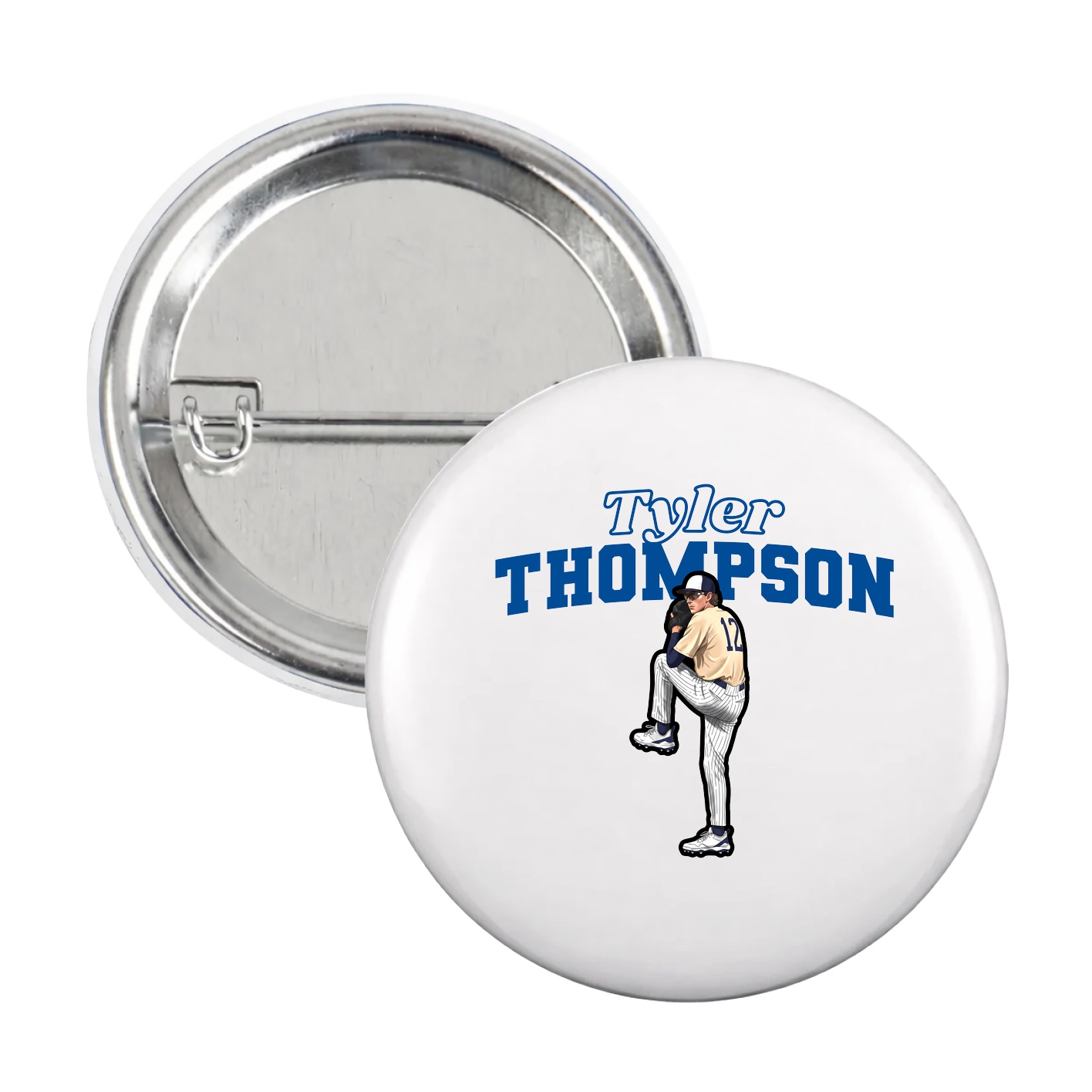 Game Day Button — Name Arch in White