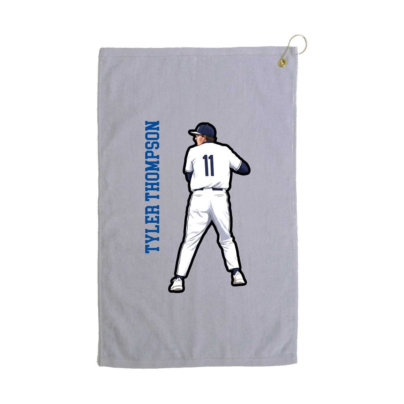 Golf Towel — Name Vertical in Grey