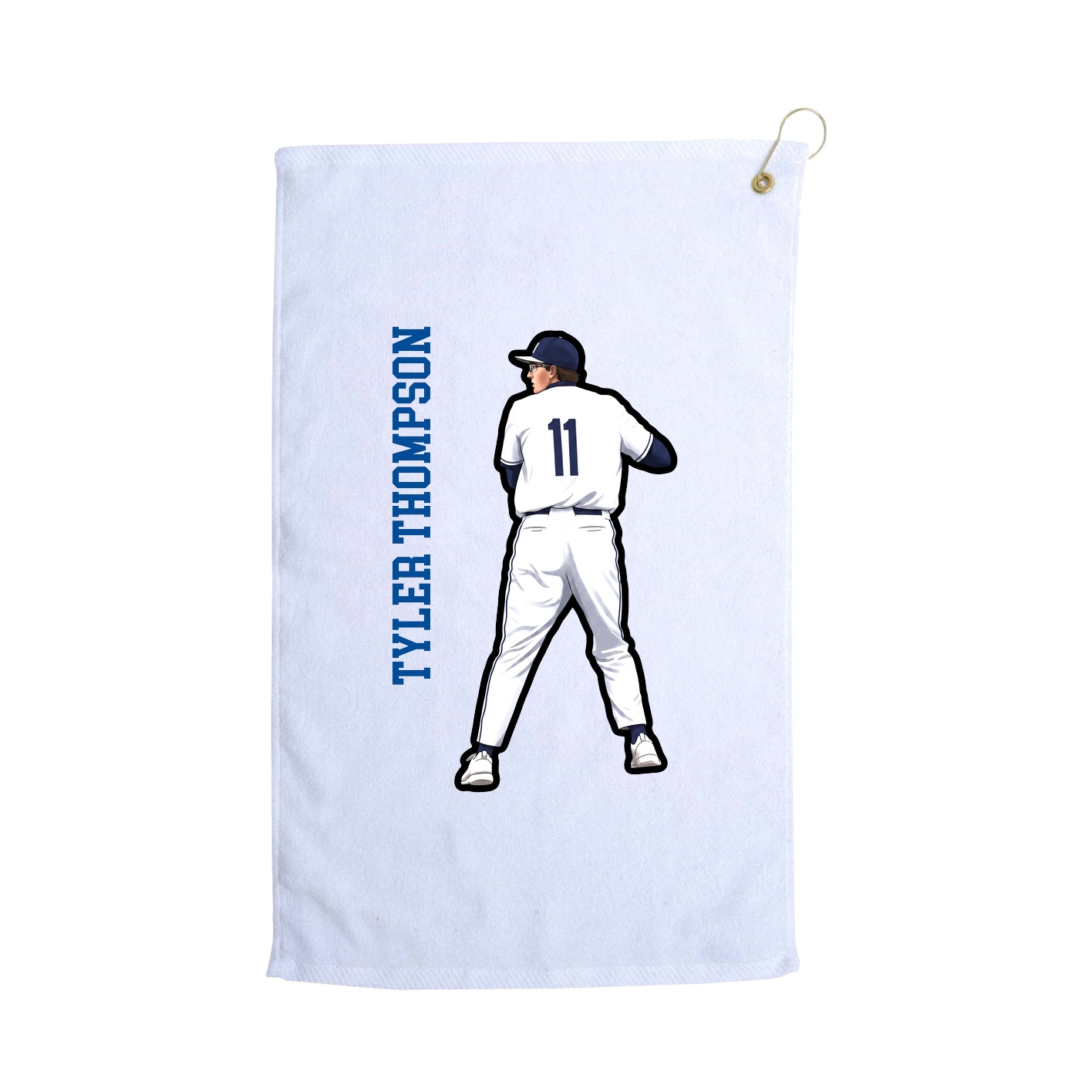 Golf Towel — Name Vertical in White