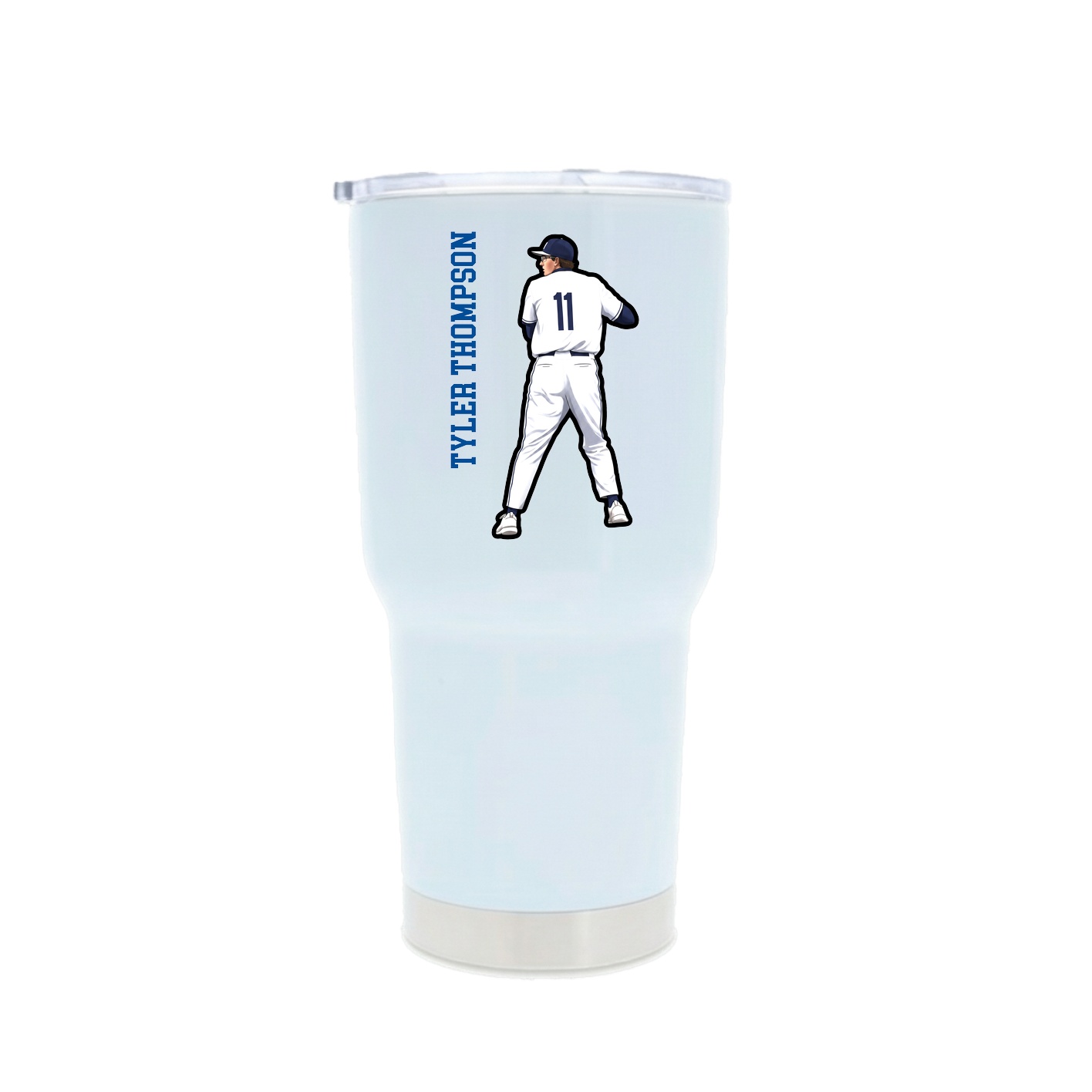 30oz Stainless Steel Tumbler — Name Vertical in White