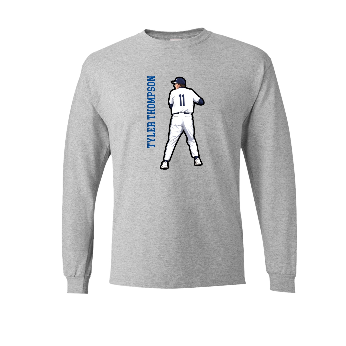 Long Sleeve Tee — Name Vertical in Grey