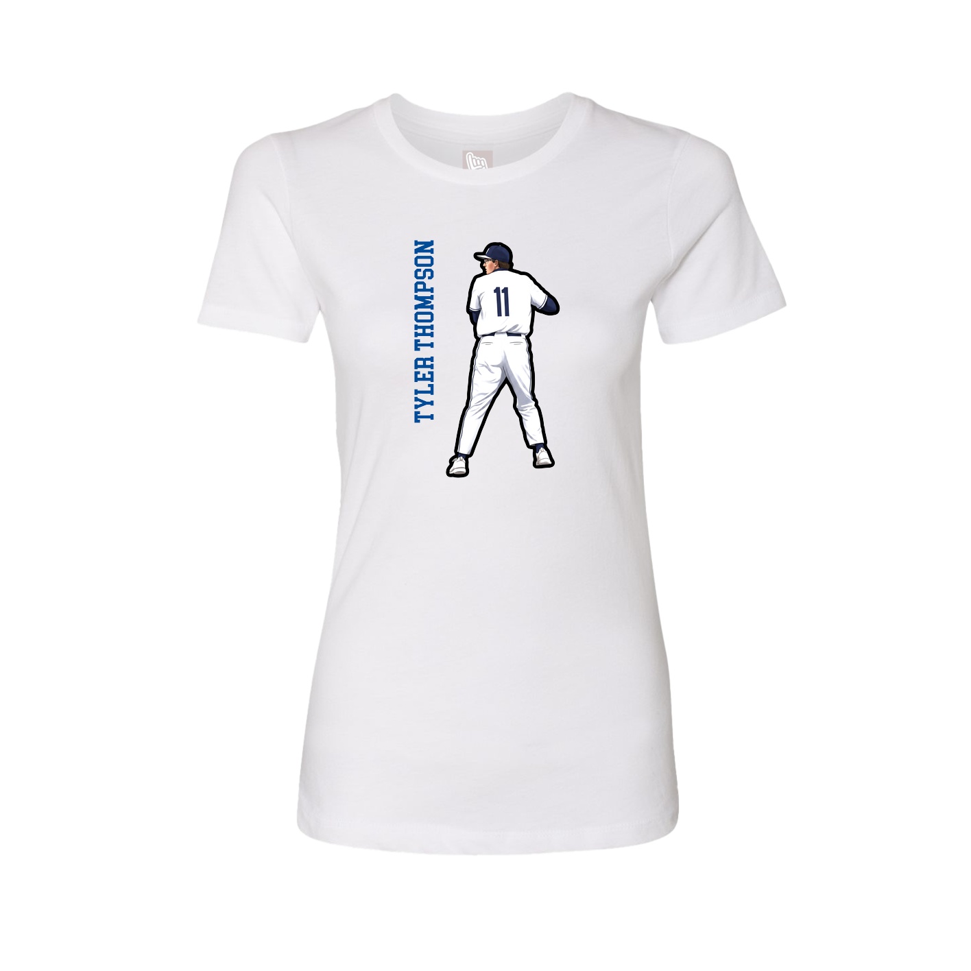 Womens Tee — Name Vertical in White