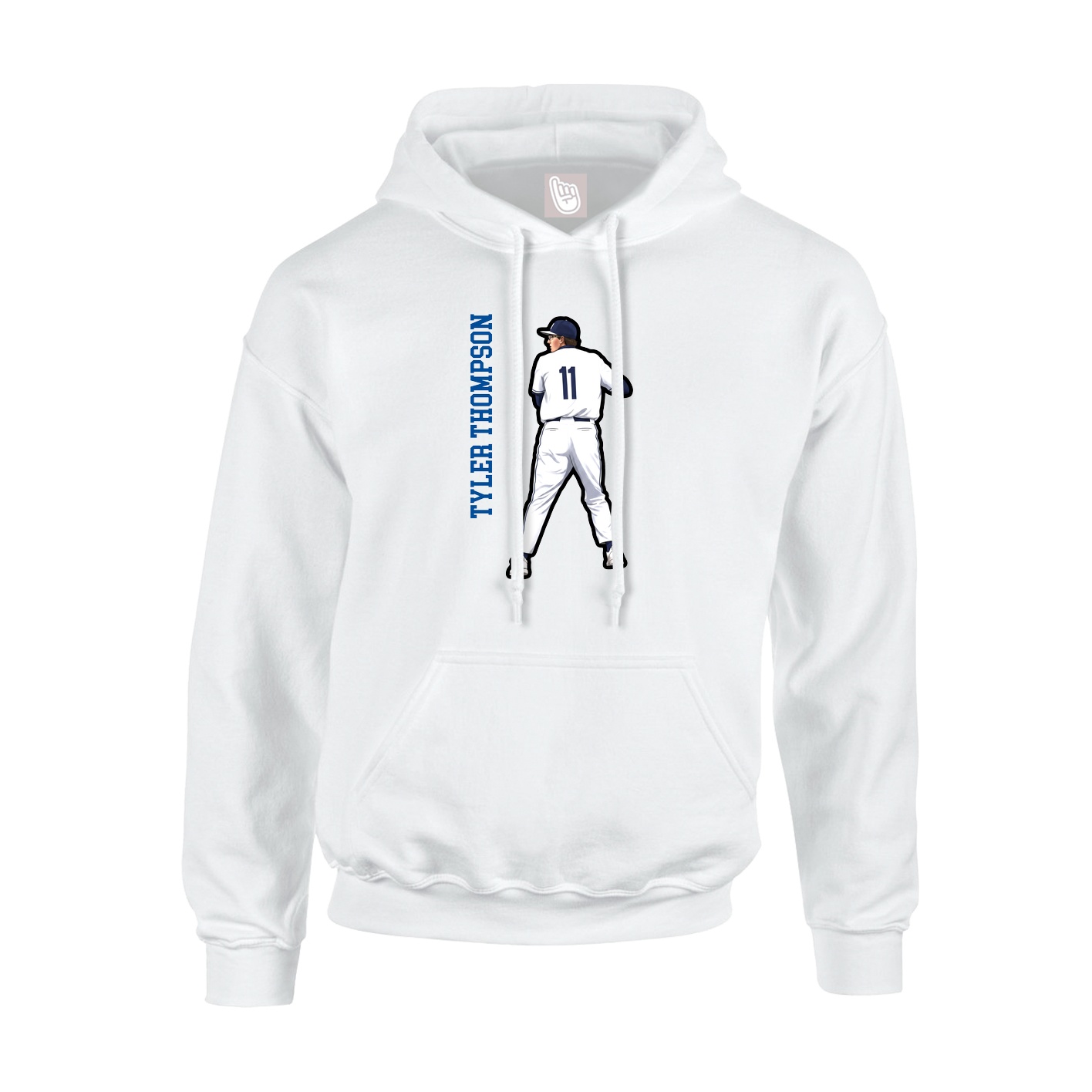 Youth Hoodie — Name Vertical in White