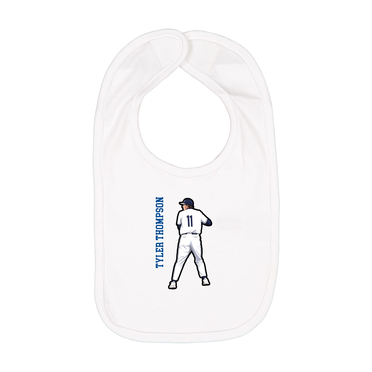 Infant Bib — Name Vertical in White