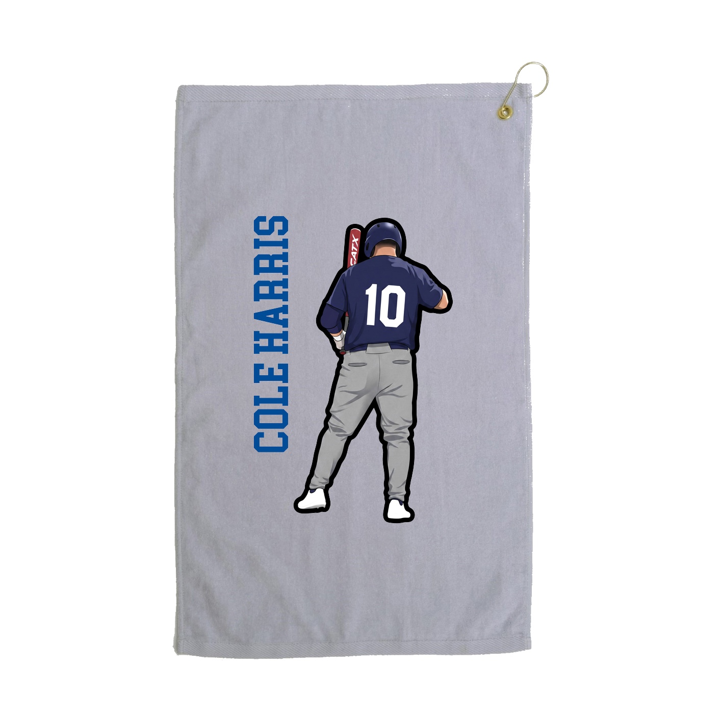 Golf Towel — Name Vertical in Grey