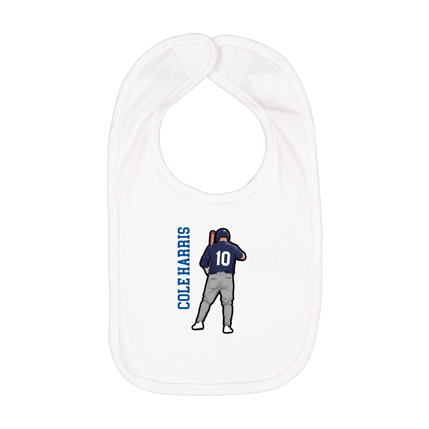 Infant Bib — Name Vertical in White