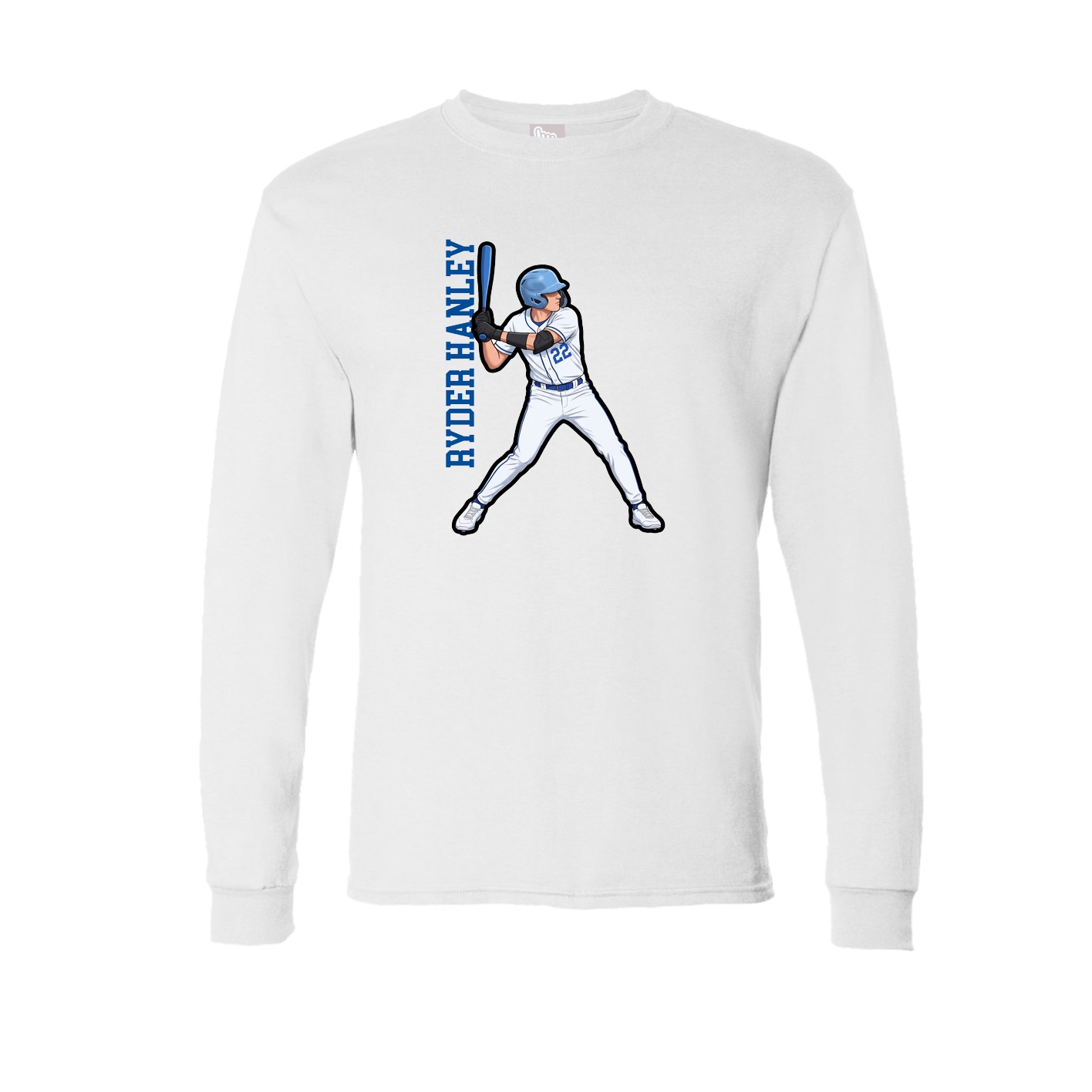 Long Sleeve Tee — Name Vertical in White