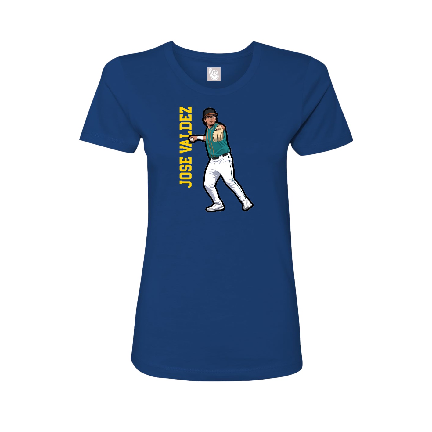 Fitted Women's Tee — Name Vertical in Royal