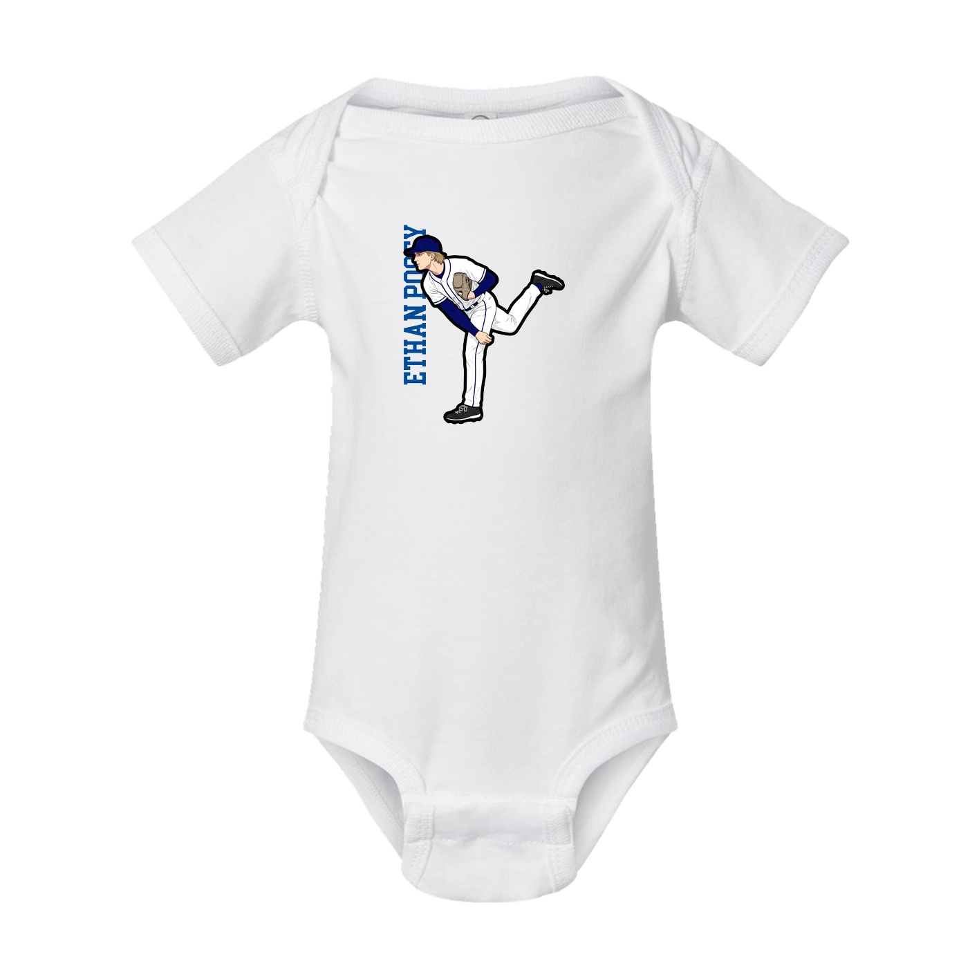Baby Onesie — Name Vertical in White