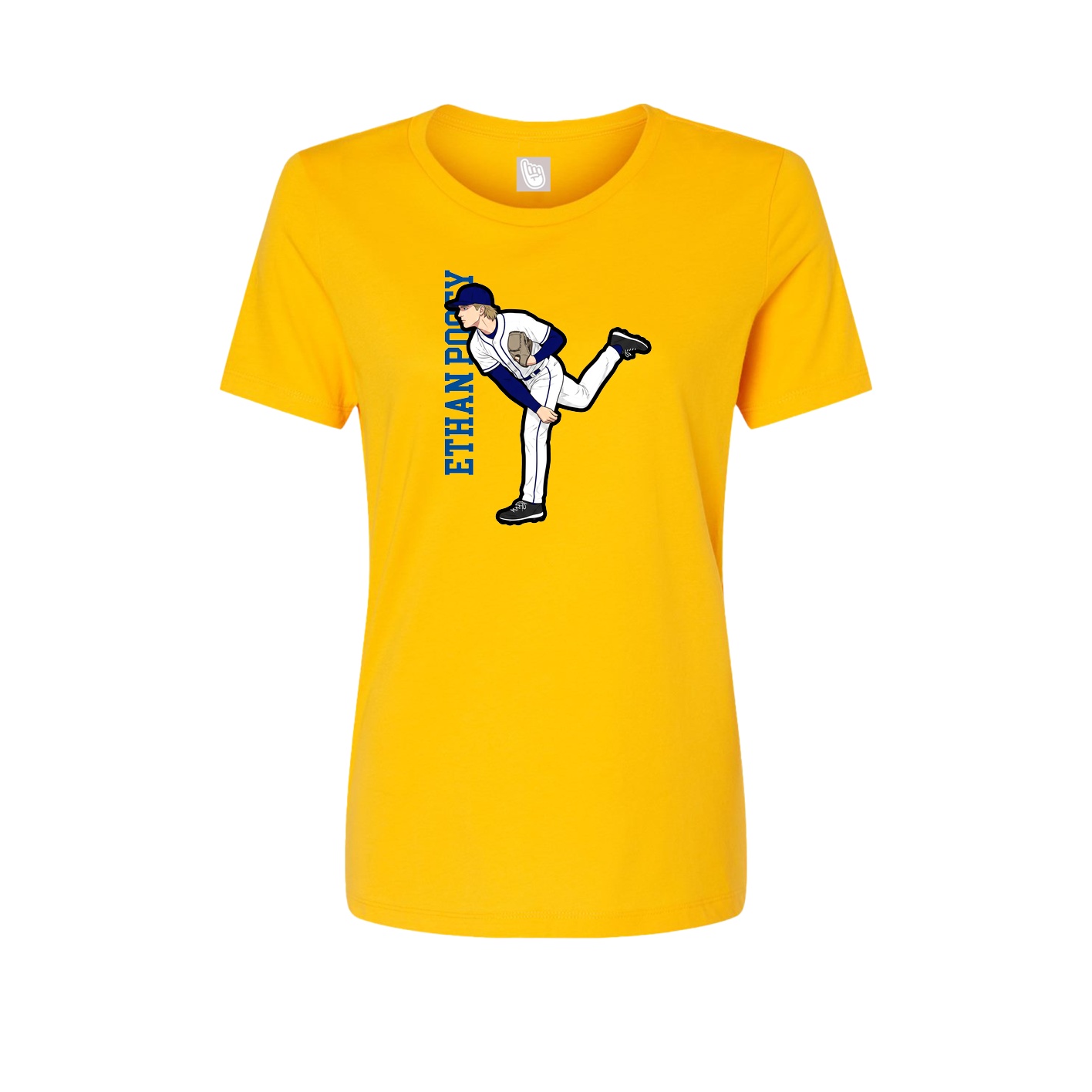 Fitted Women's Tee — Name Vertical in Gold