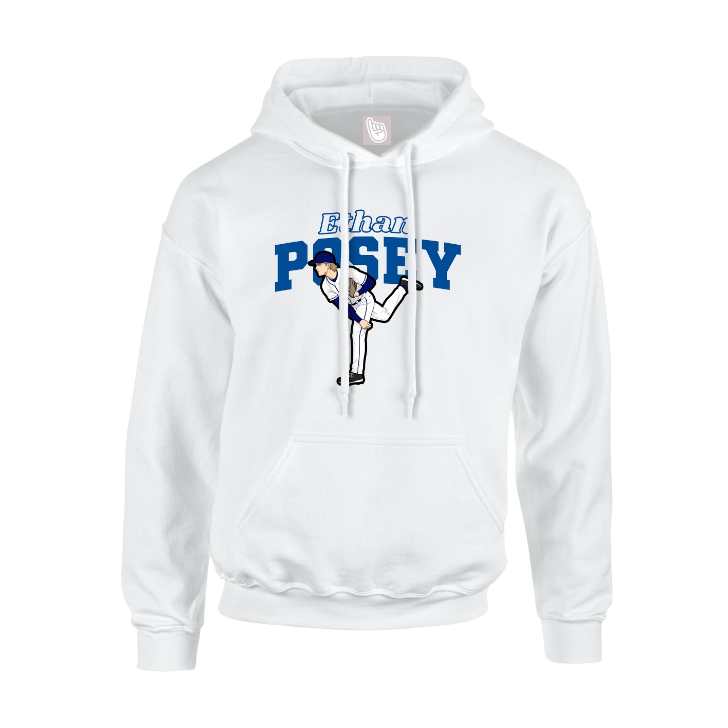 Youth Hoodie — Name Arch in White
