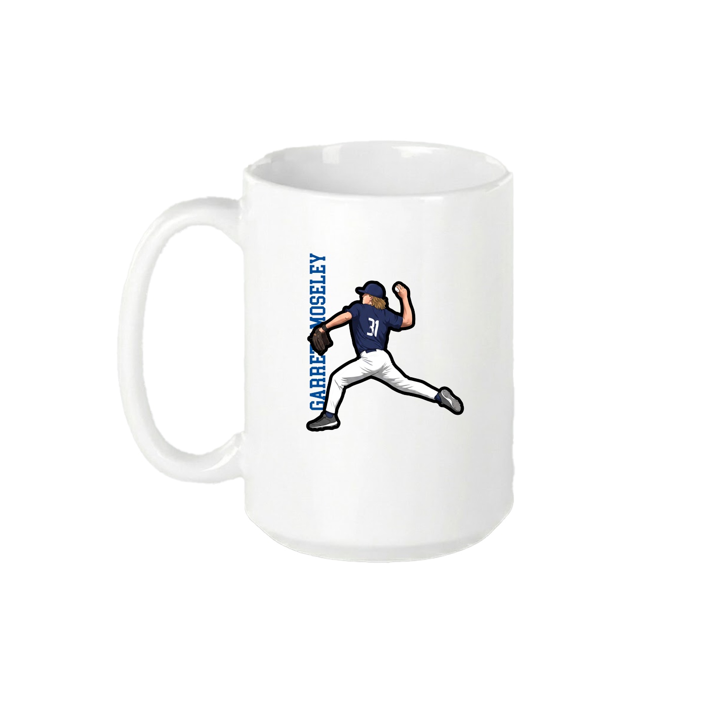 15oz Coffee Mug — Name Vertical in White
