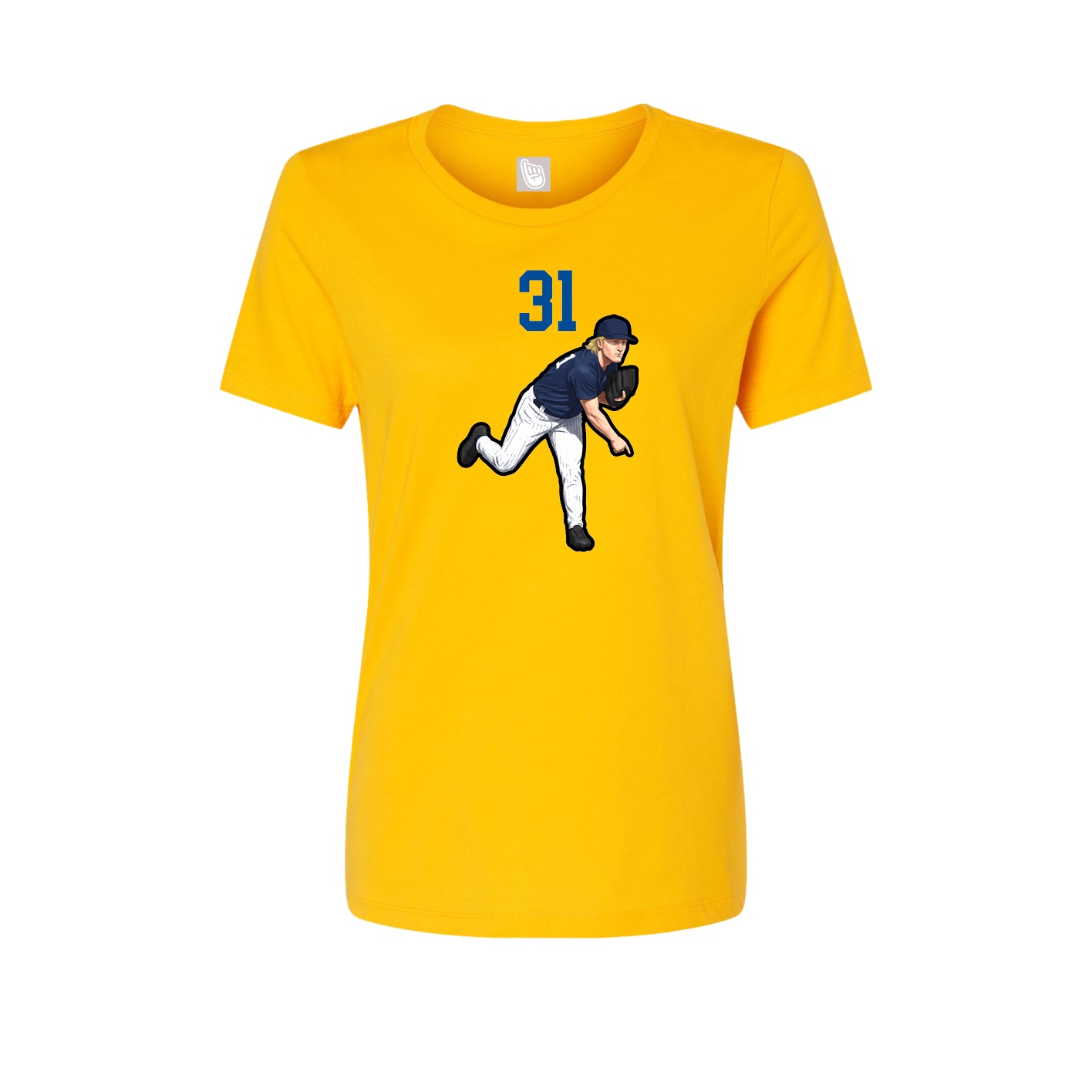 Fitted Women's Tee — Number Top in Gold