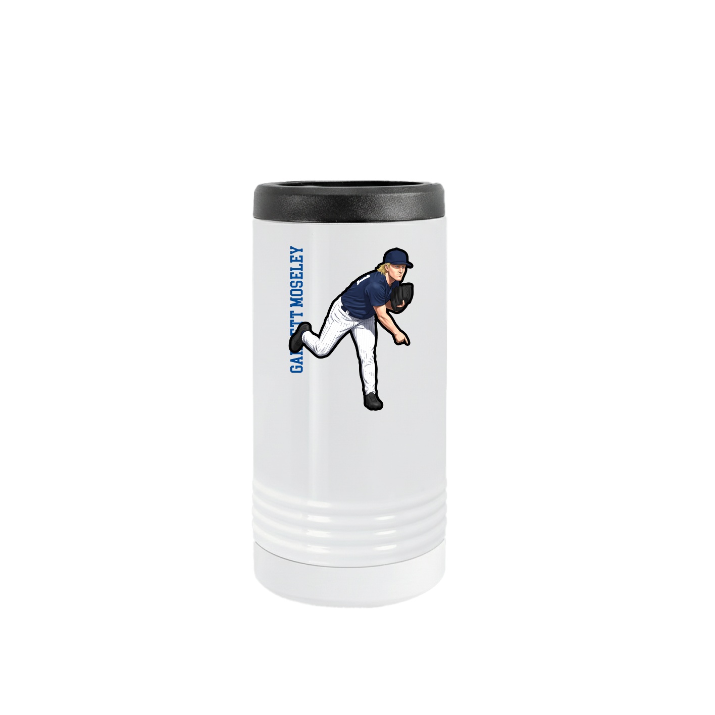 Slim Beverage Holder — Name Vertical in White