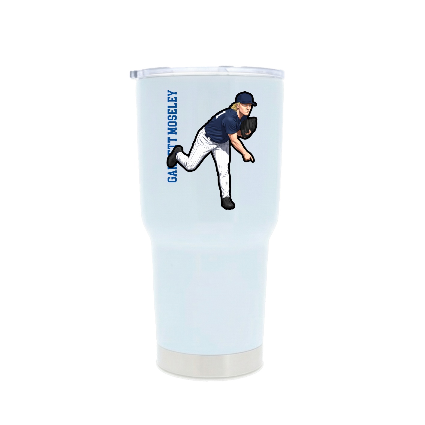 30oz Stainless Steel Tumbler — Name Vertical in White