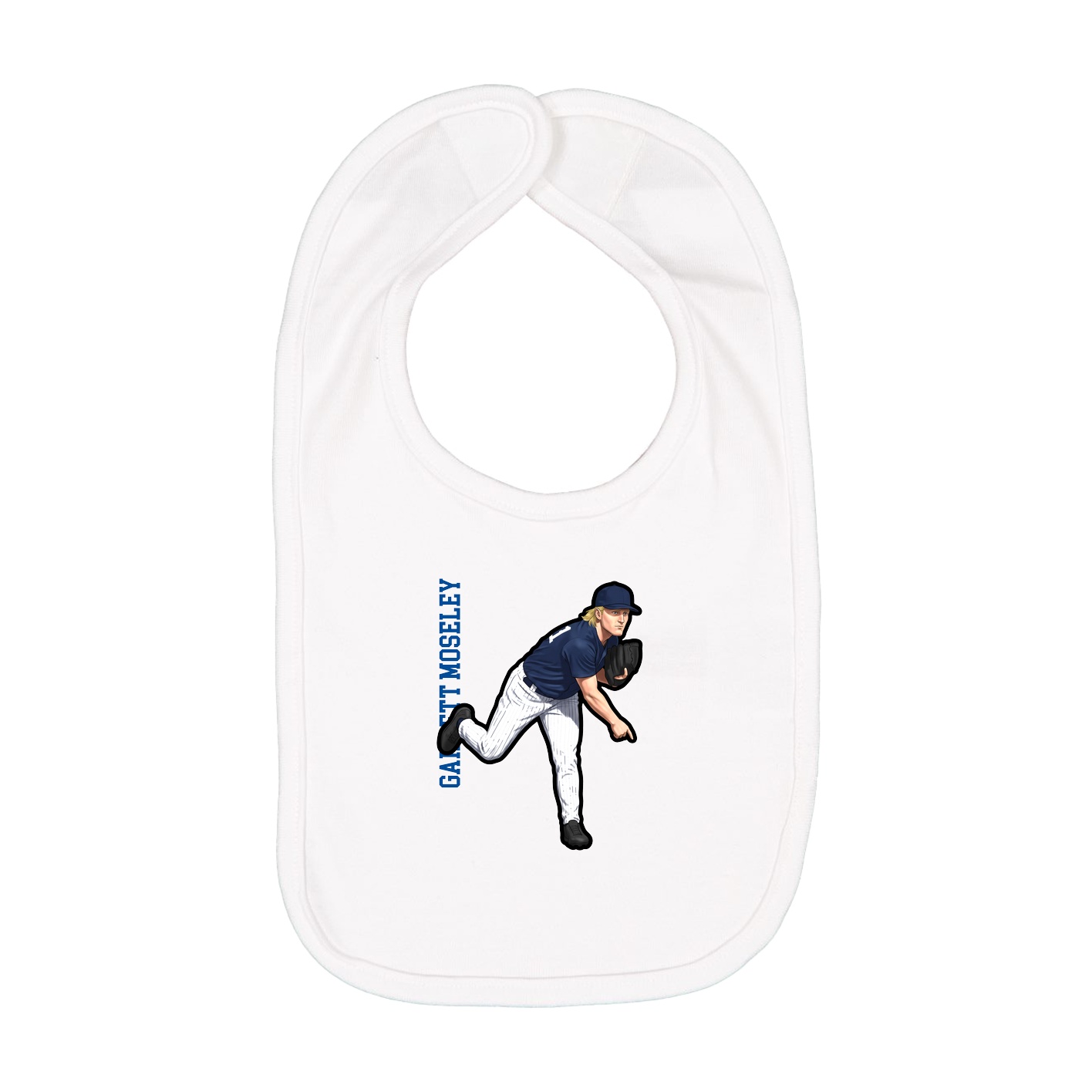 Infant Bib — Name Vertical in White