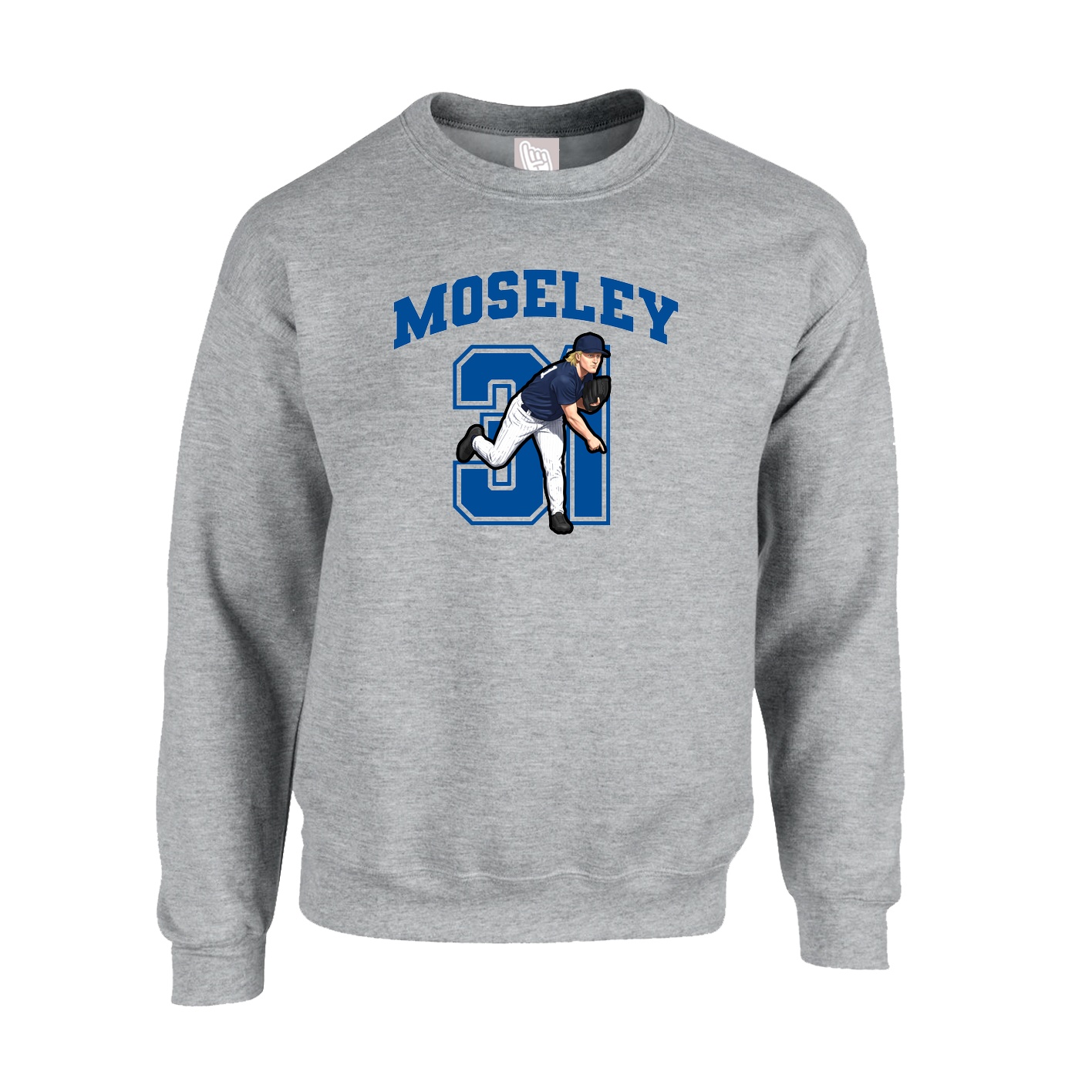 Fleece Crew — Number in Grey