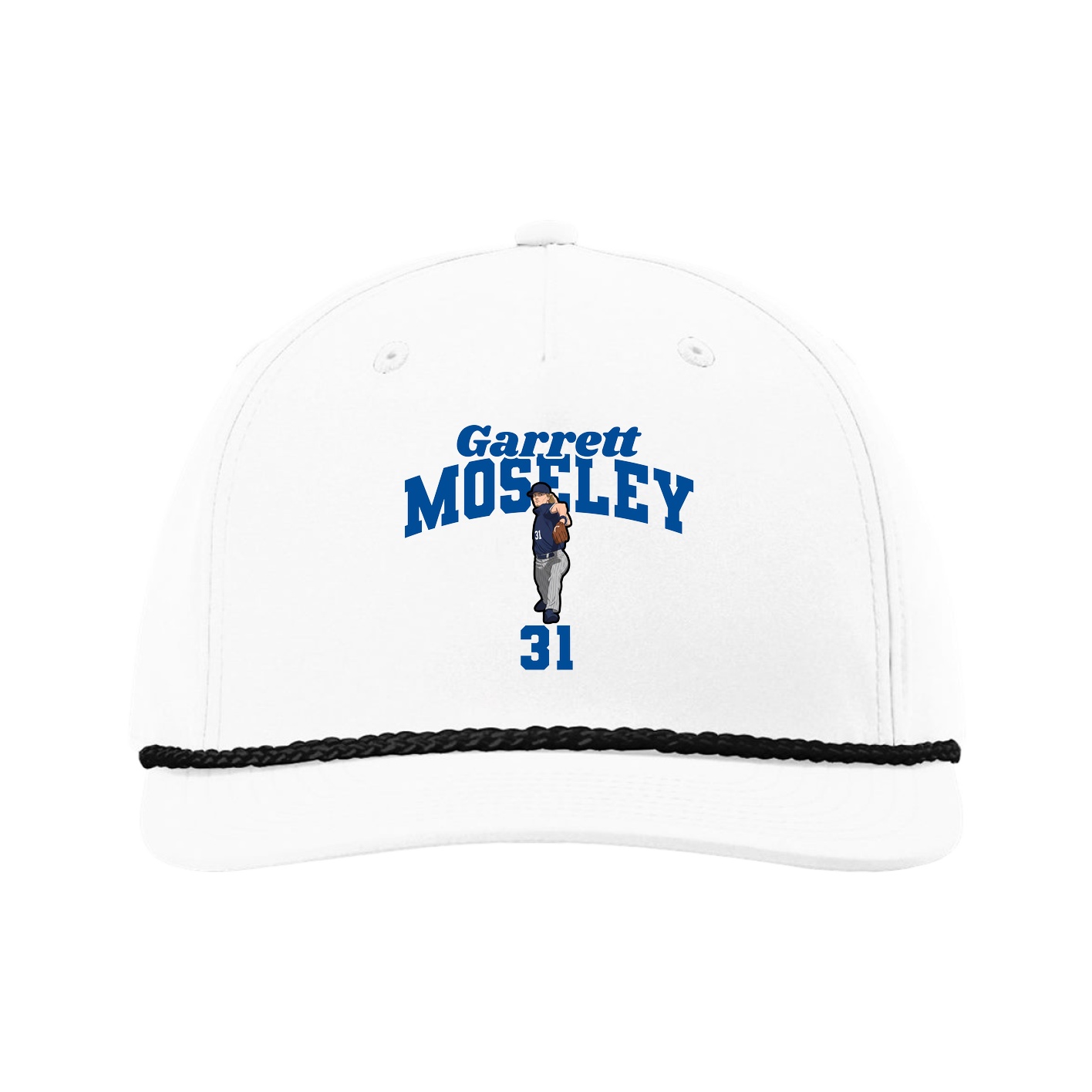 Five-Panel Classic Rope Cap — Signature Arch in White