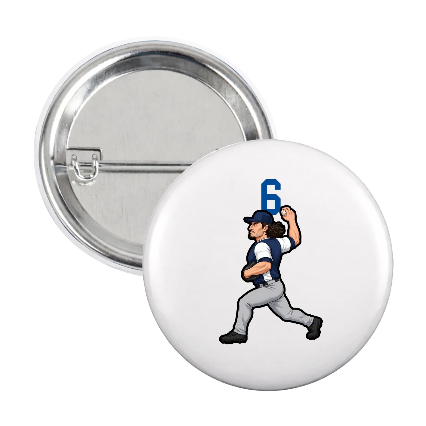 Game Day Button — Number Top in White