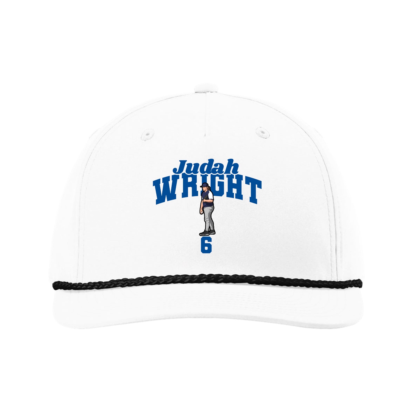 Five-Panel Classic Rope Cap — Signature Arch in White