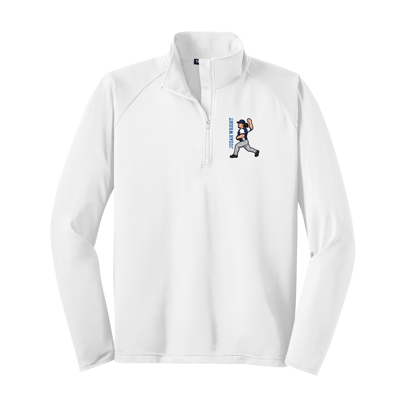 Q-Zip Pullover — Name Vertical in White