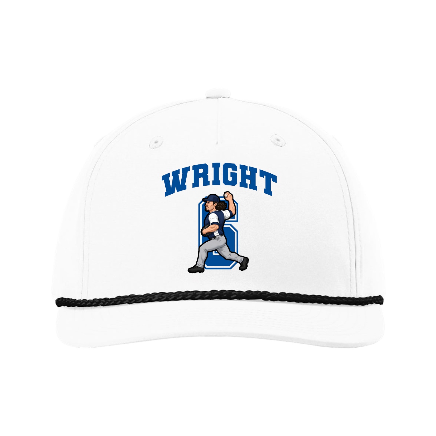 Five-Panel Classic Rope Cap — Number in White