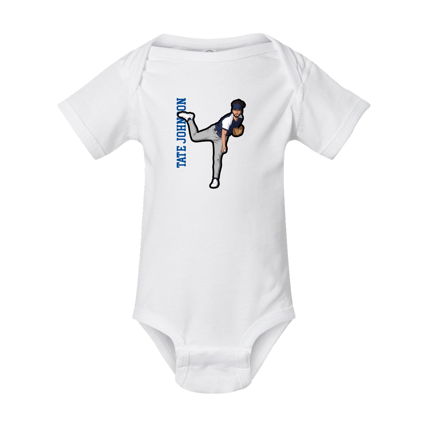 Baby Onesie — Name Vertical in White