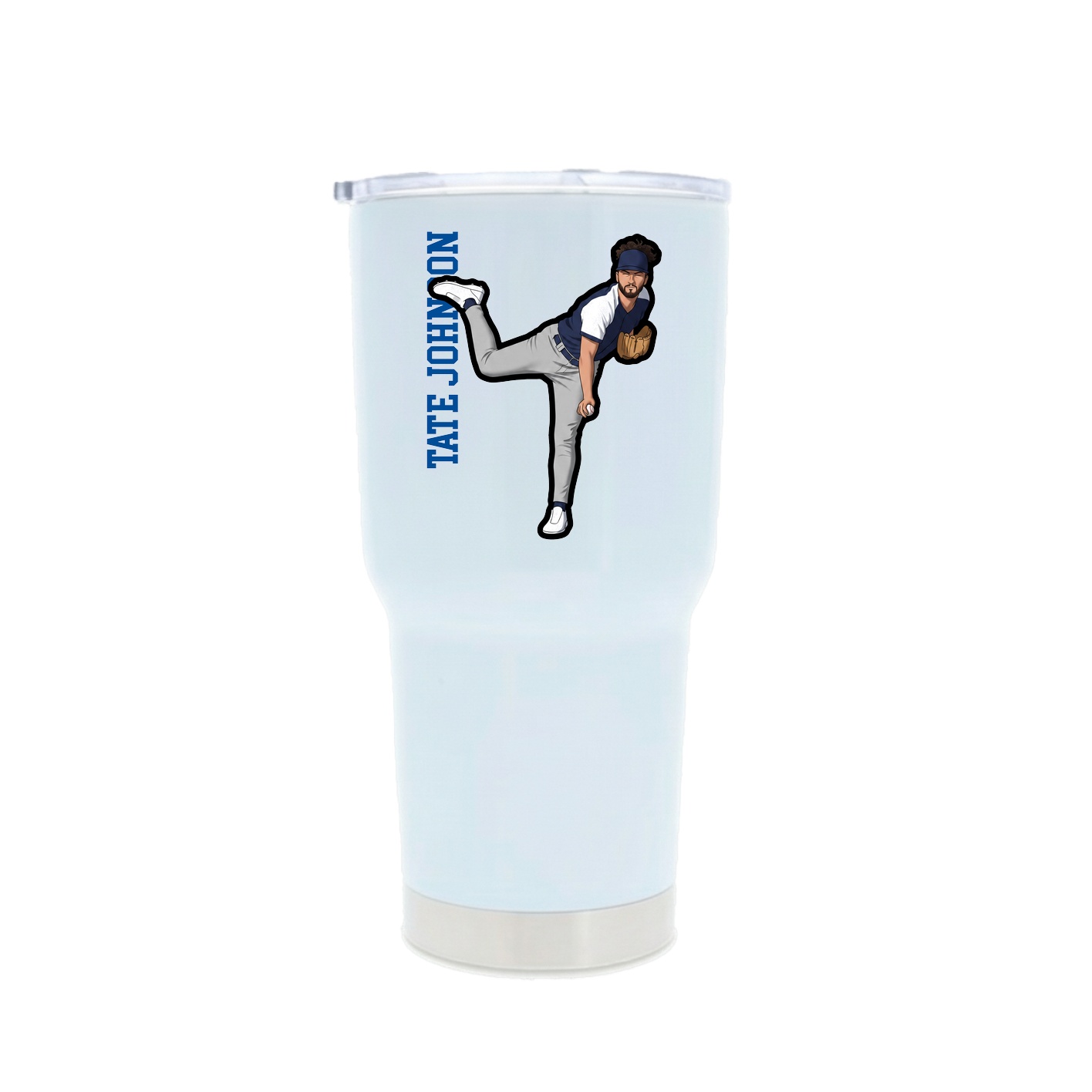 30oz Stainless Steel Tumbler — Name Vertical in White
