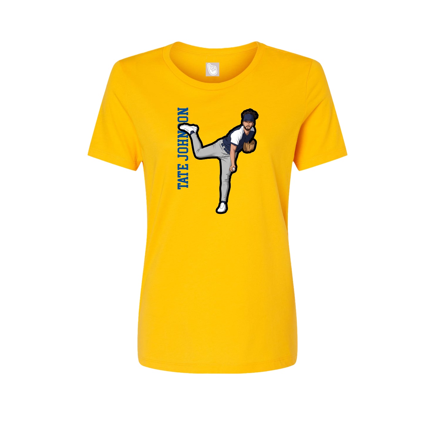 Fitted Women's Tee — Name Vertical in Gold